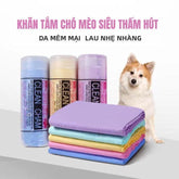 Khăn Tắm Chó Mèo Siêu Thấm Hút Có Hộp Đựng (Lớn 66x43cm) - Paddy Pet Shop